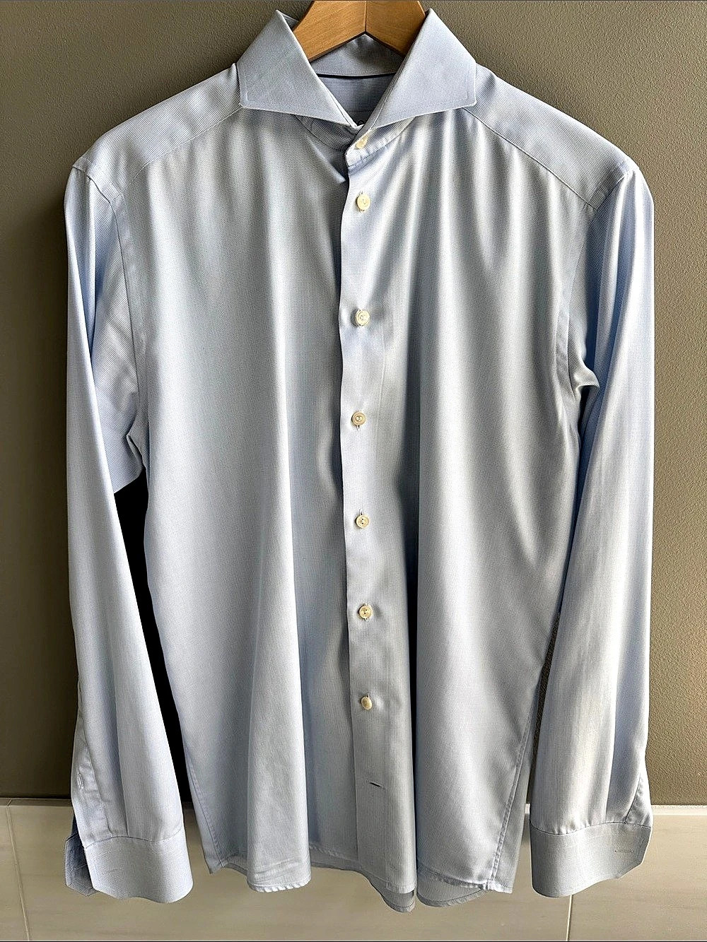 Eton Men's Dress Shirt Pale Blue & White Pattern